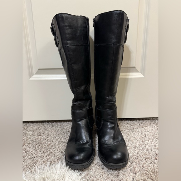 USED BOC Born Concept Lara Black Knee High Leather Black Boots C50409 Size 9 - Picture 2 of 16